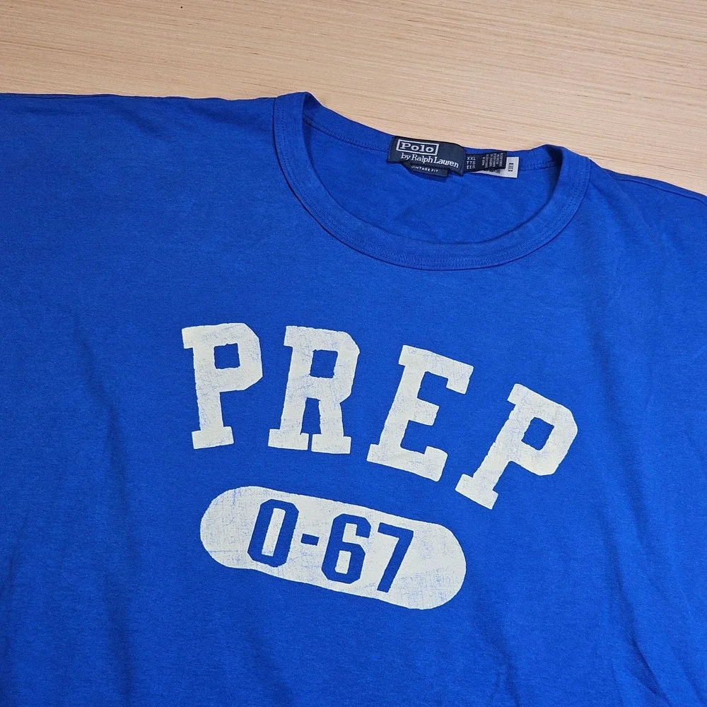 Polo Ralph Lauren Vintage Fit Prep Graphic T-Shirt Mens XXL Blue 0-67 Tee